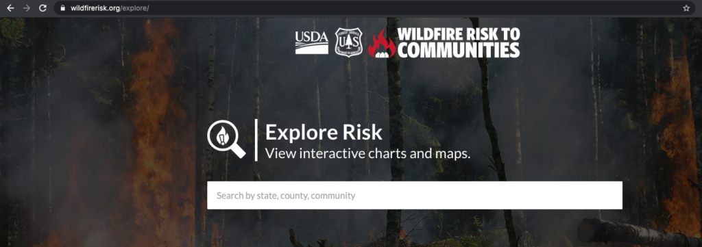 Search bar in Wildfire Risk application to allow user to type in their state, county or community