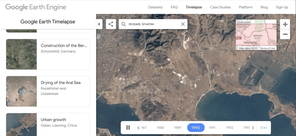 gif of land are over time using google earth