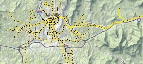 Asheville Map with GTFS
