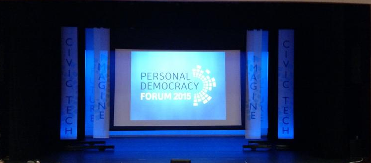 Picture of the stage at Personal Democracy Forum 2015
