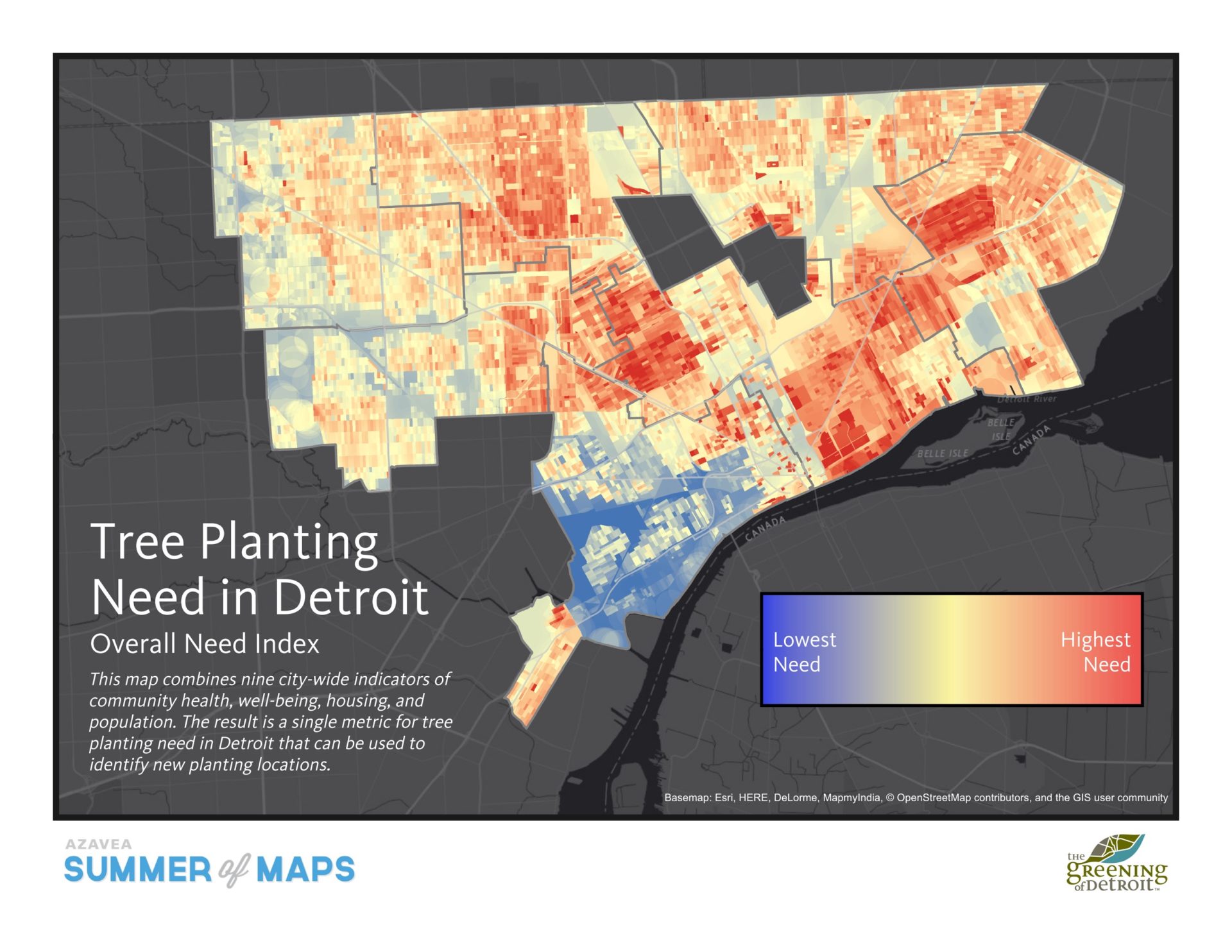 Map of tree planting need