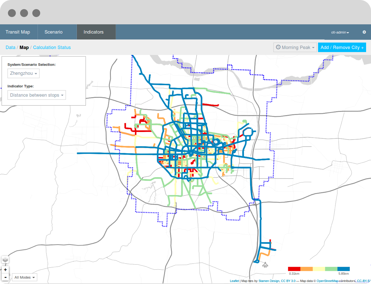 Screenshot of Open Transit Indicators