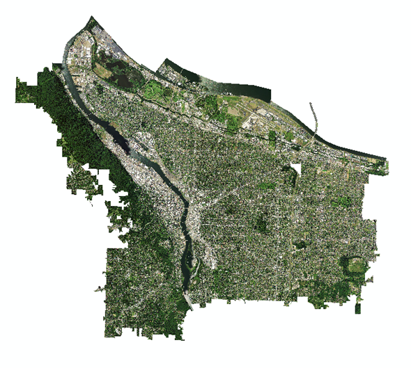 A composited NAIP image of the city of Portland, OR