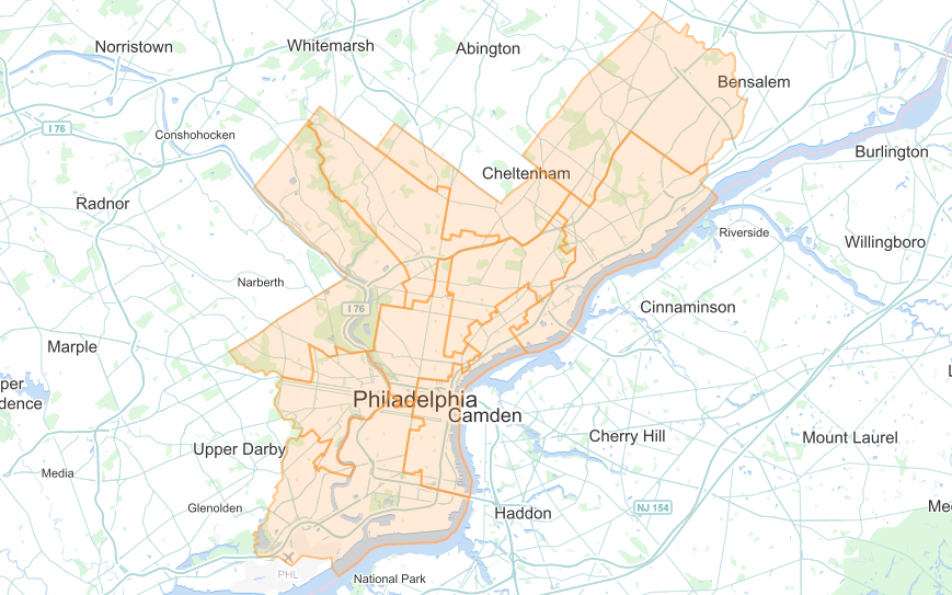 A map of Philadelphia Council Districts