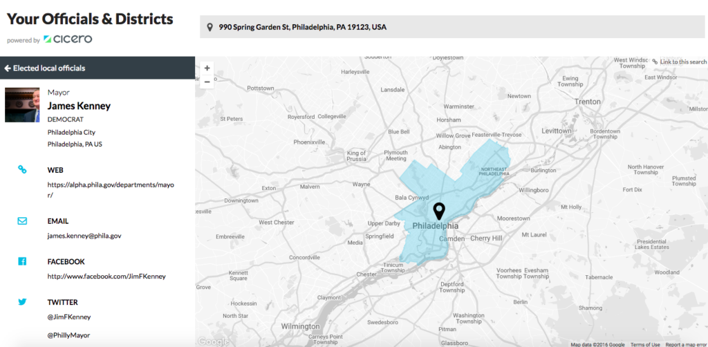 Find your Elected Officials & Districts using Cicero Live