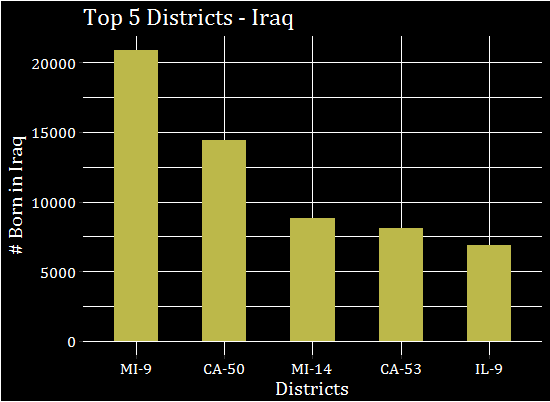 Top 5 Districts with Foreign-Born from Iraq