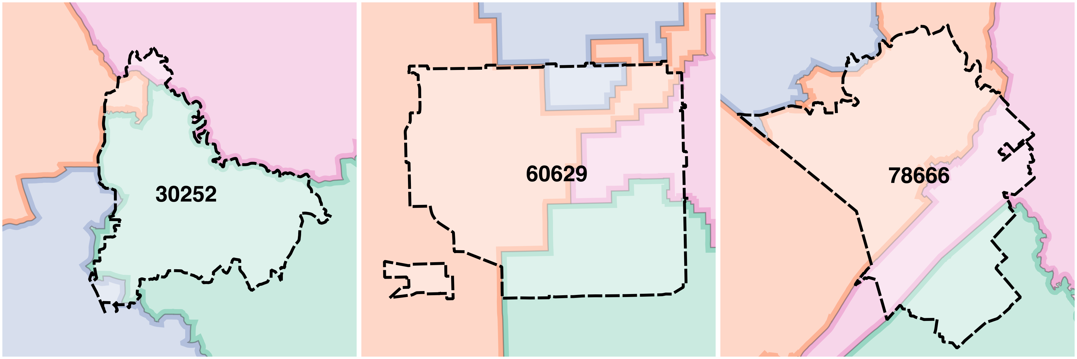 ZIP codes sometimes overlap with 4 congressional districts