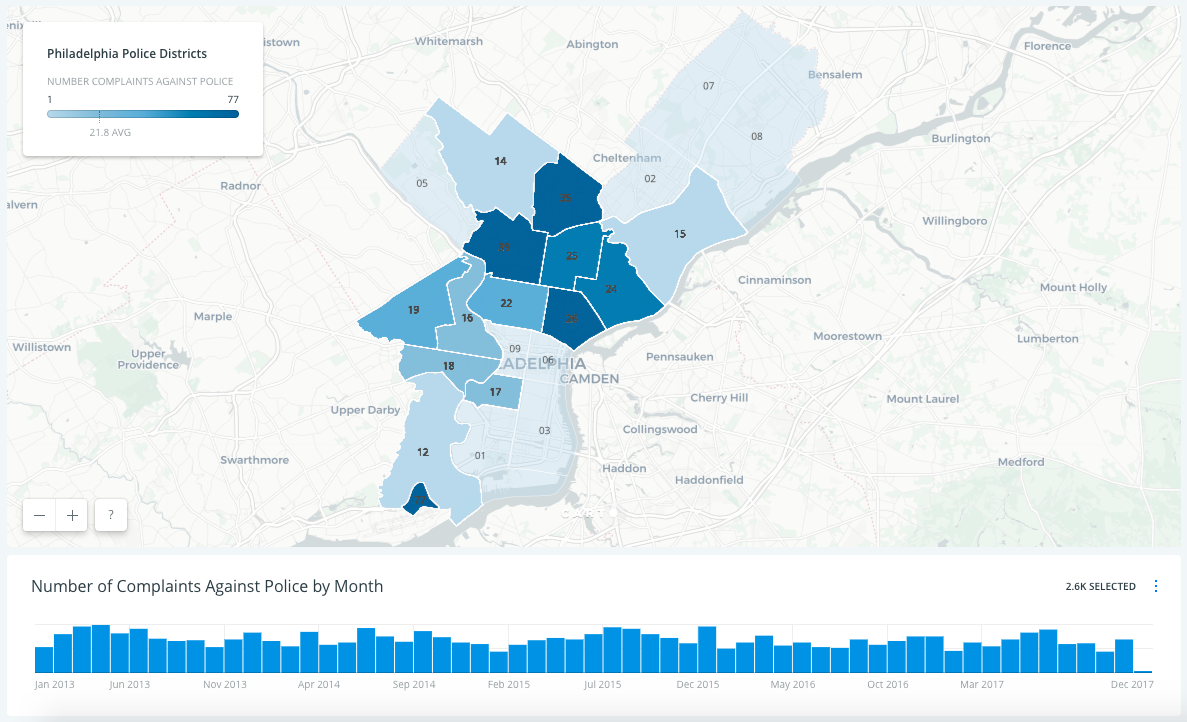 Map of Complaints Against Philadelphia Police from 2013 to 2017