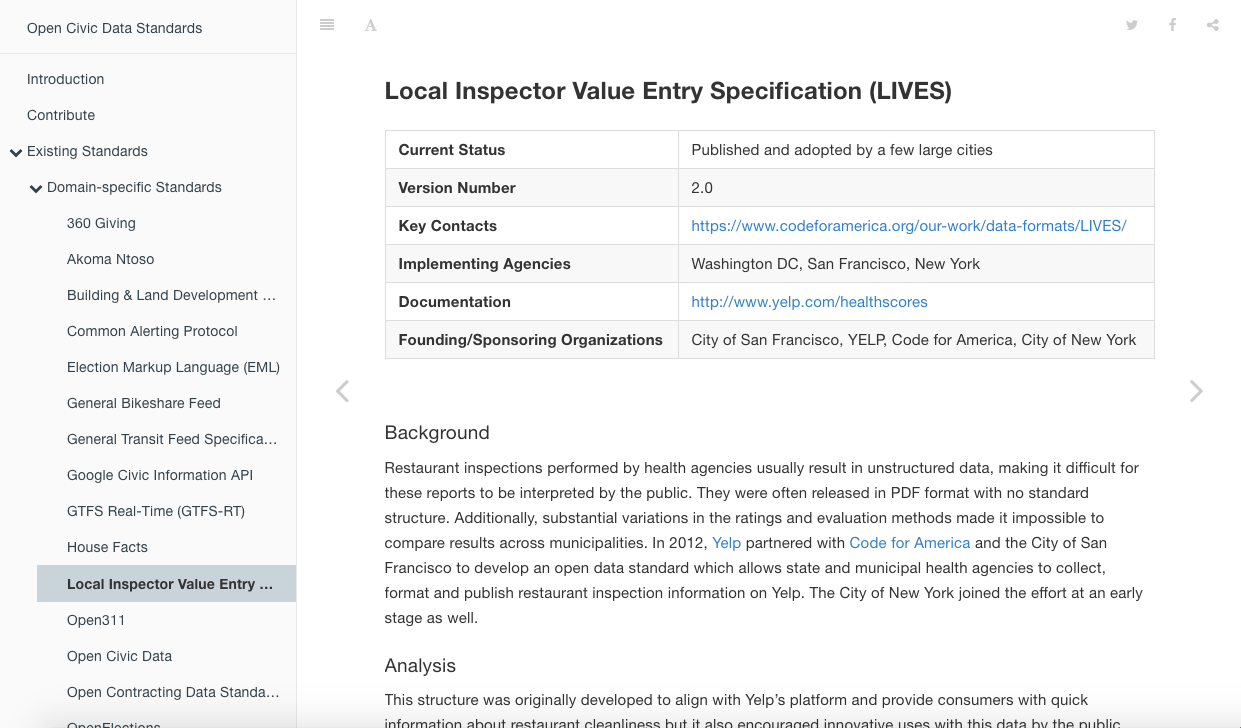 Local Inspector Value Entry Specification (LIVES), Open Civic Data Standards by Azavea
