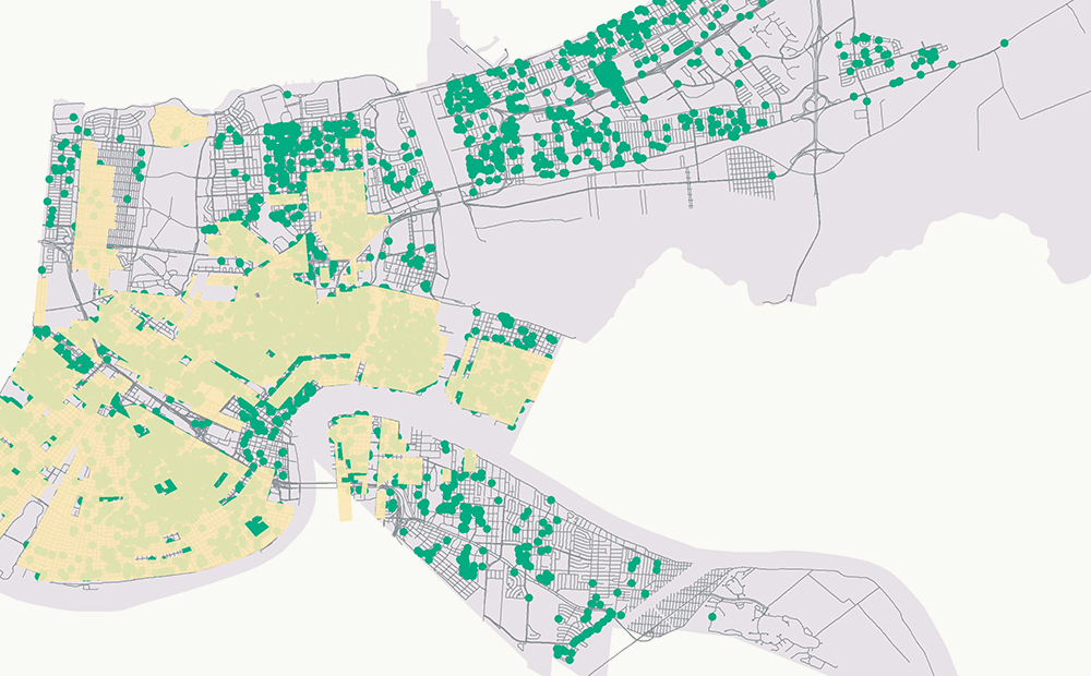 Close-up of Analysis of eviction orders in New Orleans