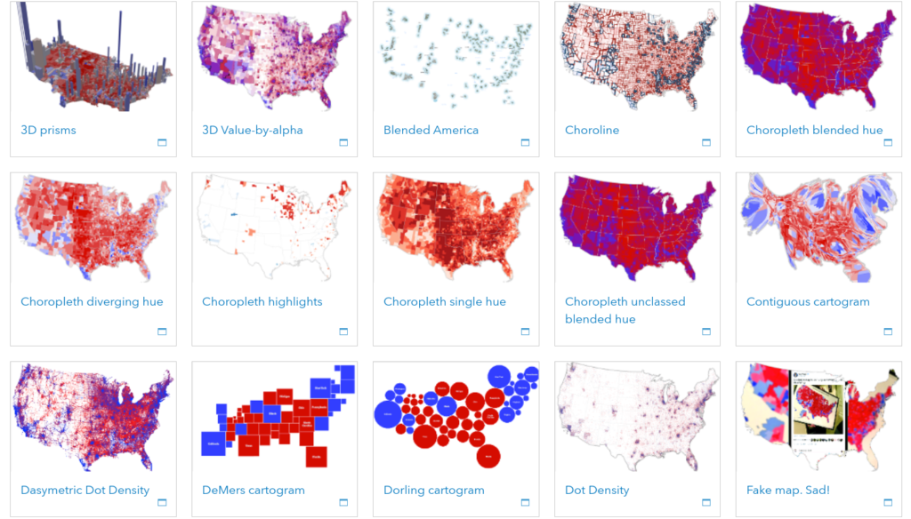 Thematic maps from the 2016 election by ESRI