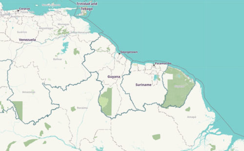 Open Street Map zoomed into Guyana.