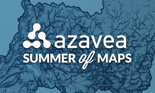 Summer of Maps logo overlaying a species modeling map designed by a former fellow.