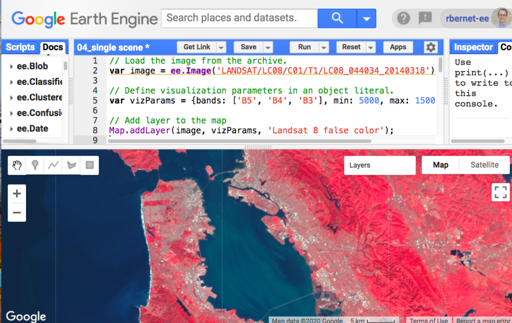 screenshot of google earth engine