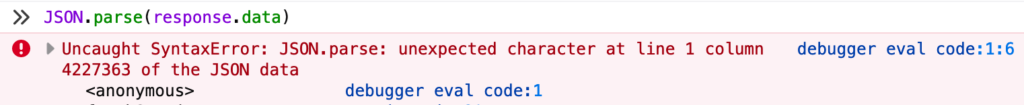 screen capture of error in line of code