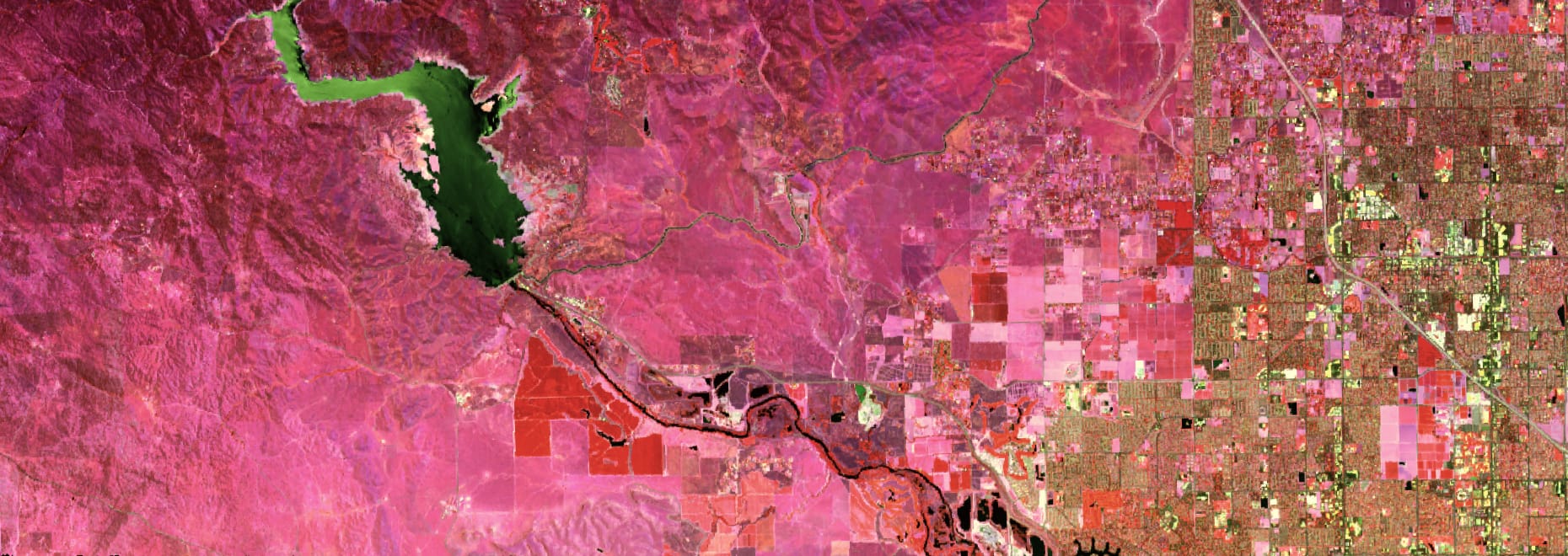 Aerial image taken with a hyperspectral camera.